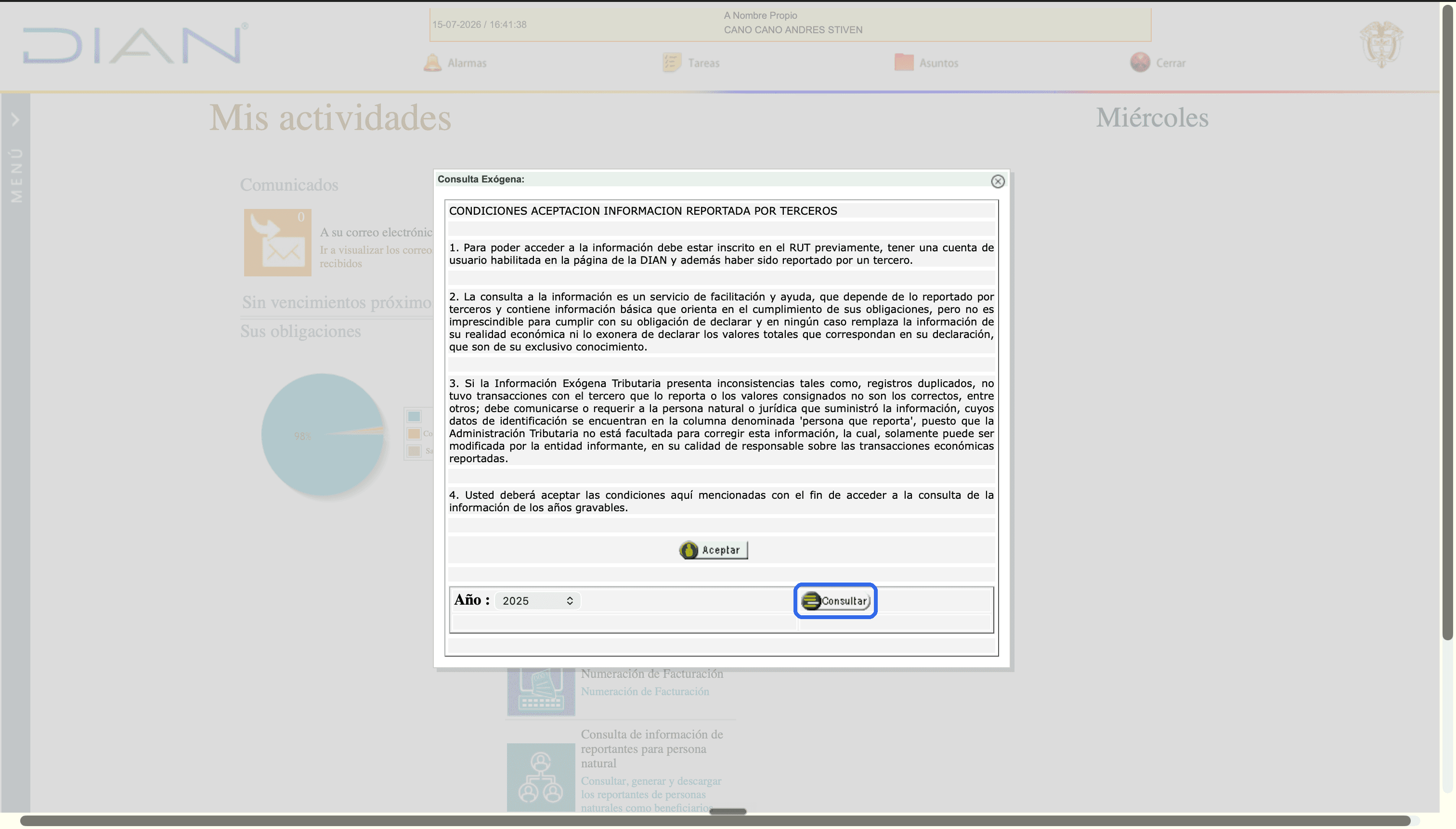 Pantallazo del paso 6: Dale a Consultar: se descarga tu archivo